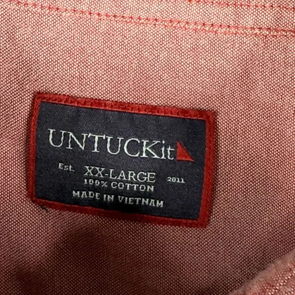 UNTUCKit Shirt Mens 2XL Red Chambray Cotton Button Up Long Sleeve - Picture 3 of 9